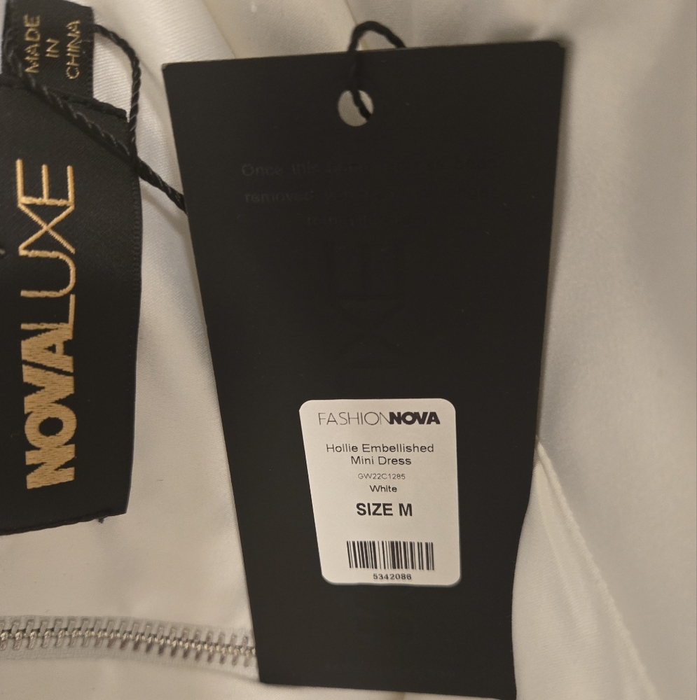 Fashion Nova Luxe Hollie Embellished Mini Dress Size Med White - Picture 12 of 14